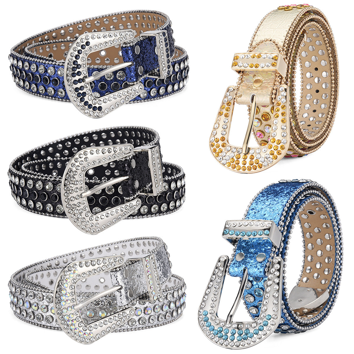 Y2K Punk Rock Style Studded Leather Belt for Men