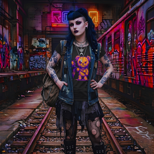 Voodoo Teddy Bear Graphic Tee — Cute Creepy Alt Fashion Shirt | Spooky Unisex T-Shirt