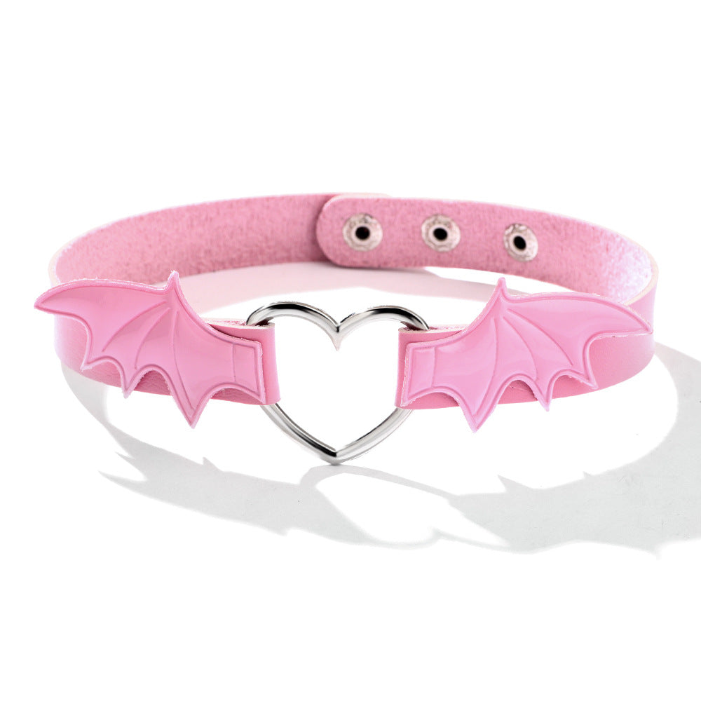 Gothic Punk Vampire Choker Necklace with Wings