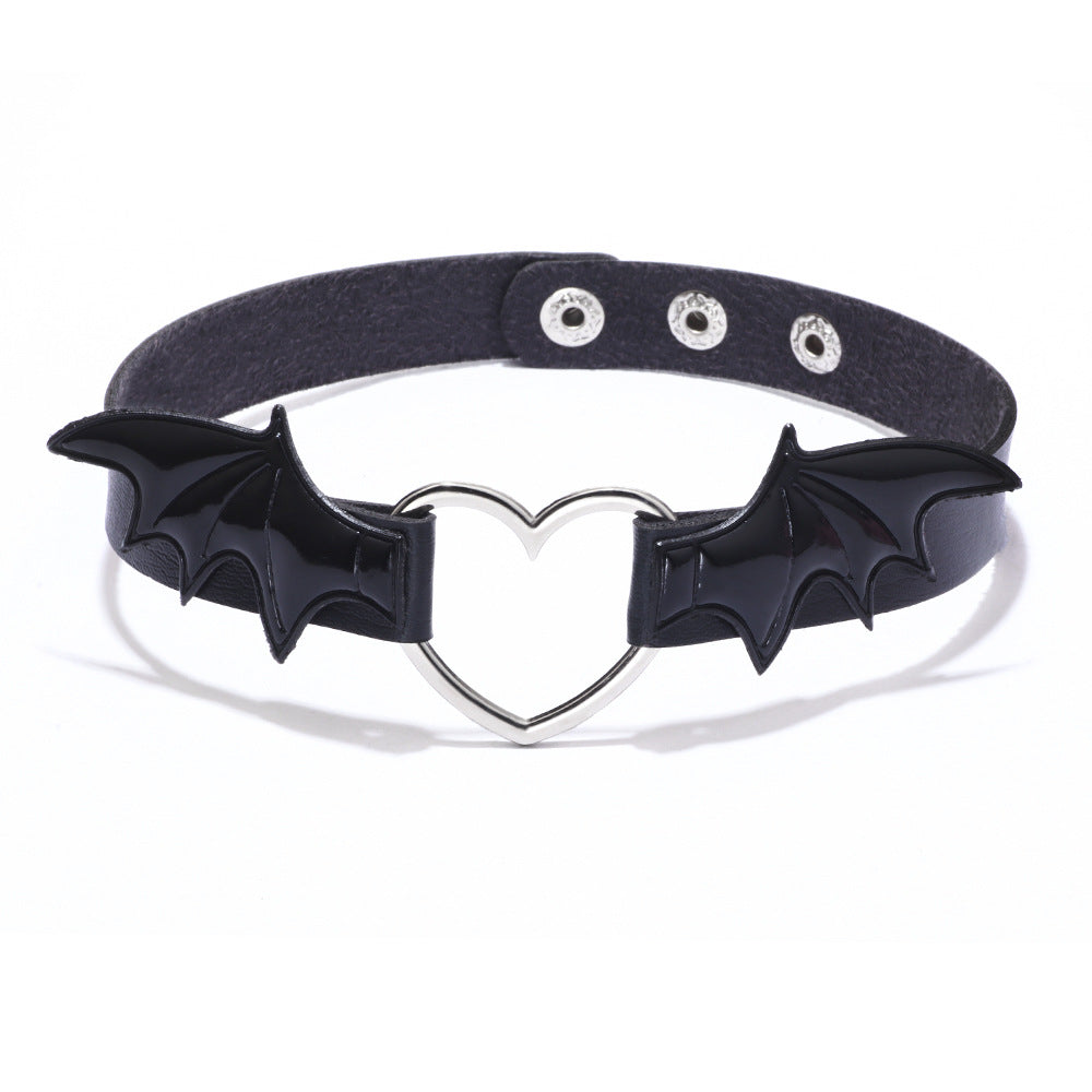 Gothic Punk Vampire Choker Necklace with Wings