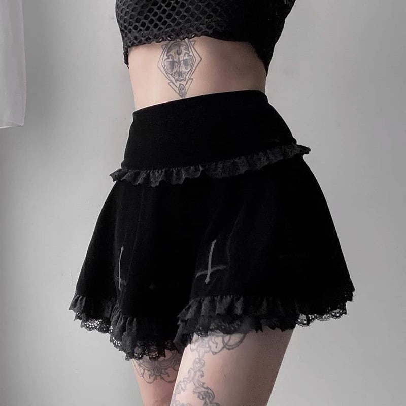 Lace and Suede Skirt