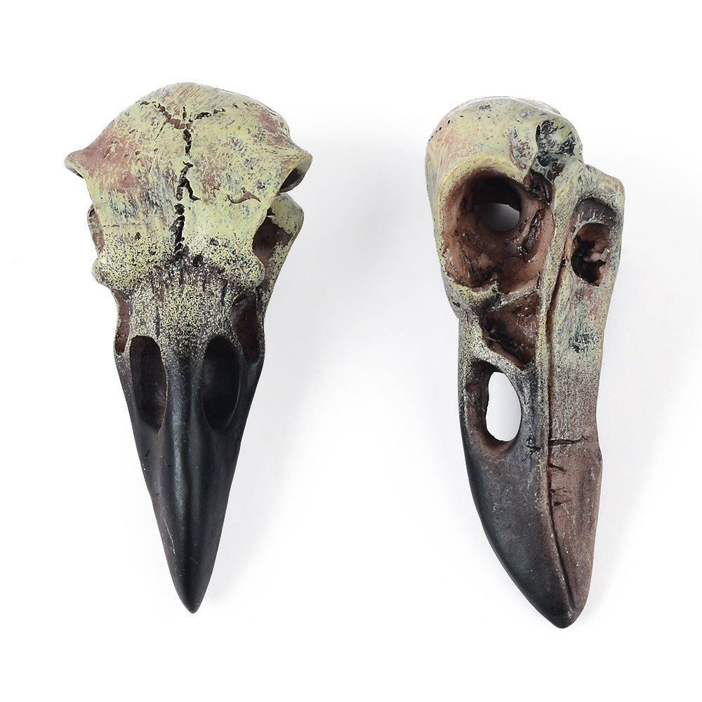 Gothic Resin Crow Skull Necklace Pendant Accessory