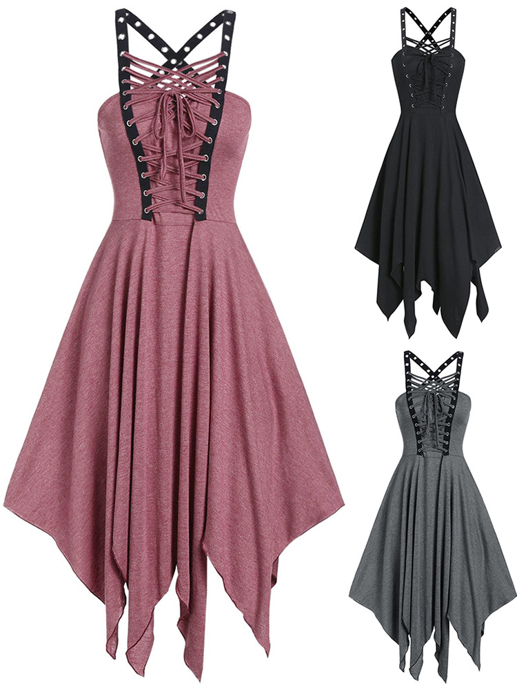 Gothic Style Vintage Black Summer Dress (Sleeveless)
