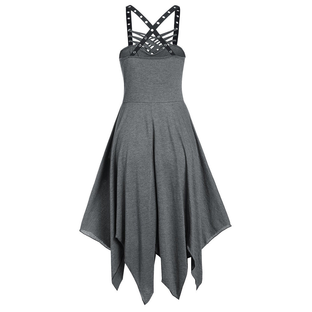 Gothic Style Vintage Black Summer Dress (Sleeveless)