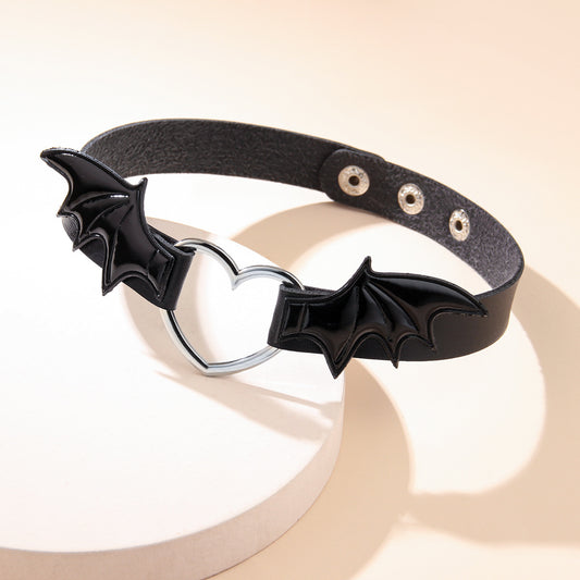Gothic Punk Vampire Choker Necklace with Wings