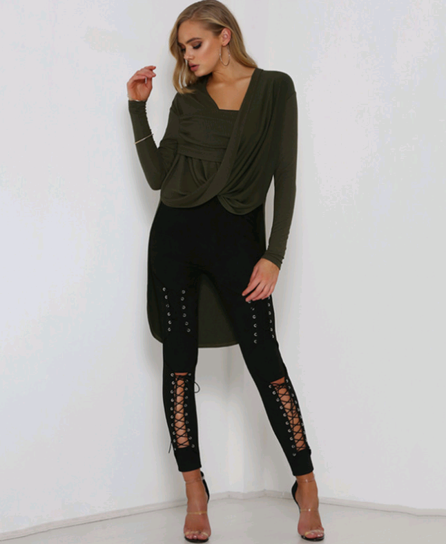 Lace-Up Suede Long Pants