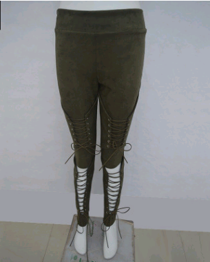 Lace-Up Suede Long Pants