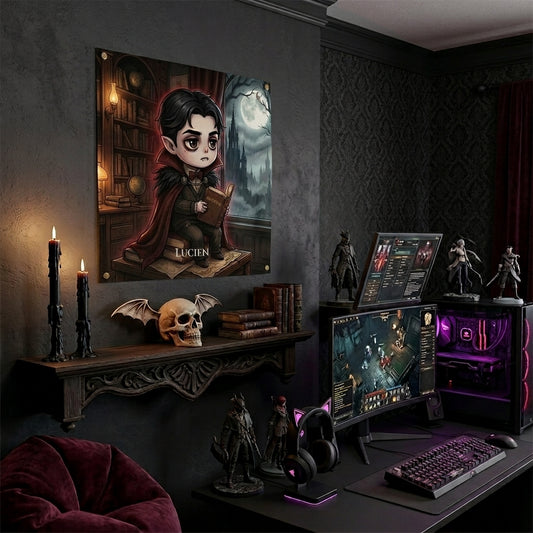 Vampire Lucien Chibi Art Print — Cute Gothic Vampire Poster | Dark Fantasy Wall Decor