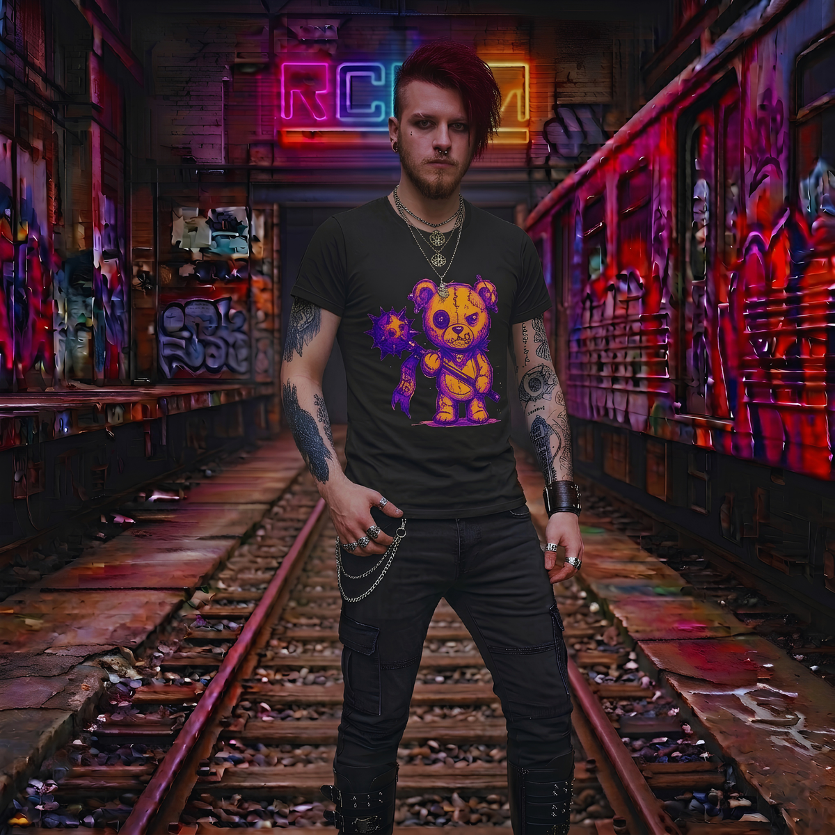 Voodoo Teddy Bear Graphic Tee — Cute Creepy Alt Fashion Shirt | Spooky Unisex T-Shirt