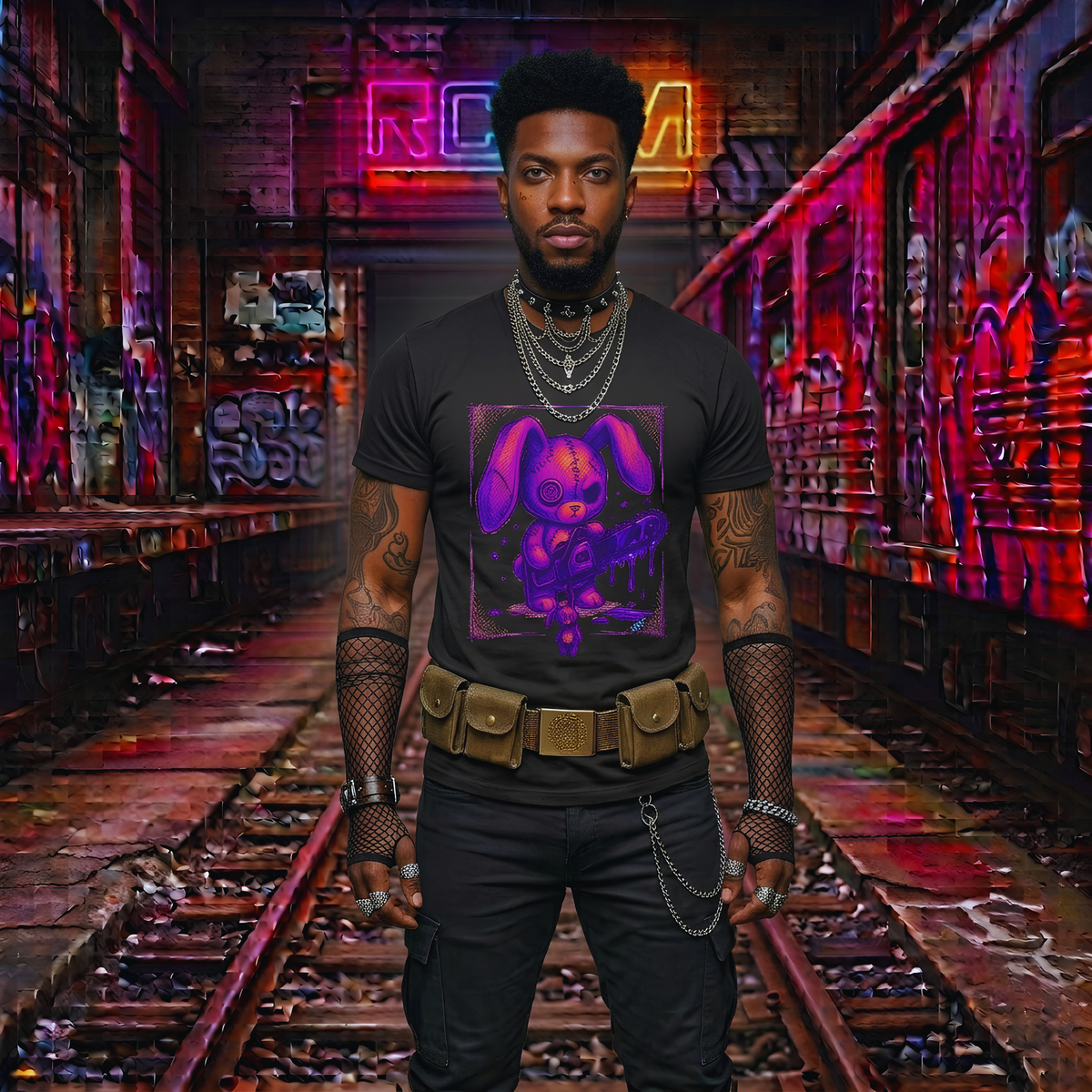 Creepy Purple Bunny T-Shirt — Dark Aesthetic Graphic Tee | Alt Fashion Horror Shirt Unisex