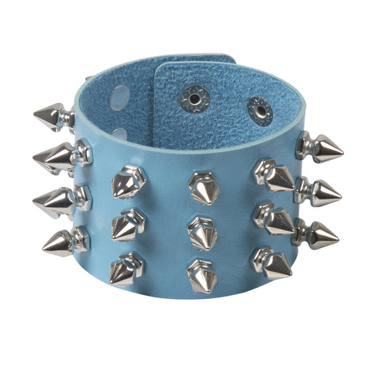 Gothic Leather Bracelet with Punk Rivet Design