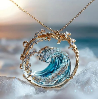 Ocean Oath Jewelry Set with Blue Resin Pendant (One Item)