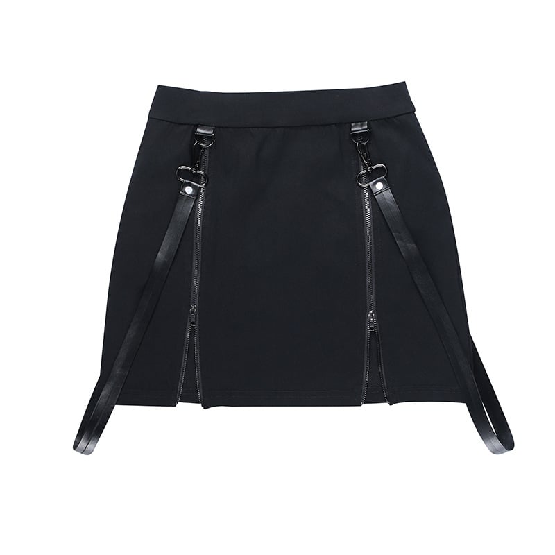 Gothic Design Women's Skinny Skirt with Double Zipper
