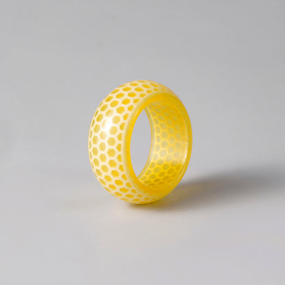 Luminous Honeycomb Pattern Transparent Resin Ring