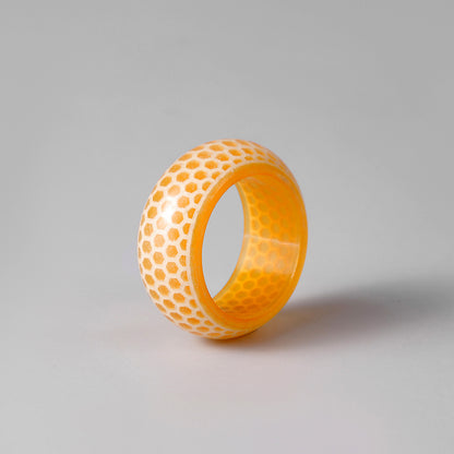 Luminous Honeycomb Pattern Transparent Resin Ring