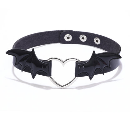 Gothic Punk Vampire Choker Necklace with Wings