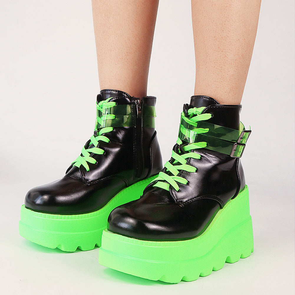Women's Dark Gothic Wedge Ankle Platform Boots