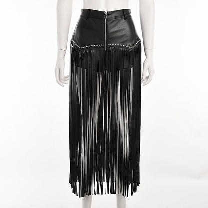 Gothic Short Skirt with Rivet Fringe Design