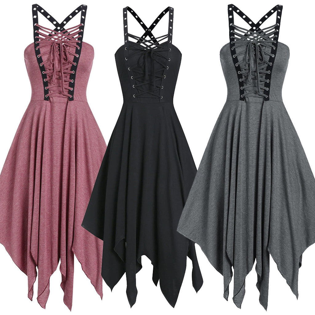Gothic Style Vintage Black Summer Dress (Sleeveless)