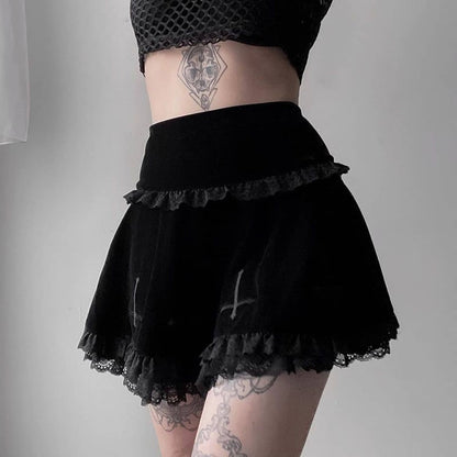 Lace and Suede Skirt