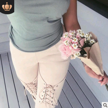 Lace-Up Suede Long Pants