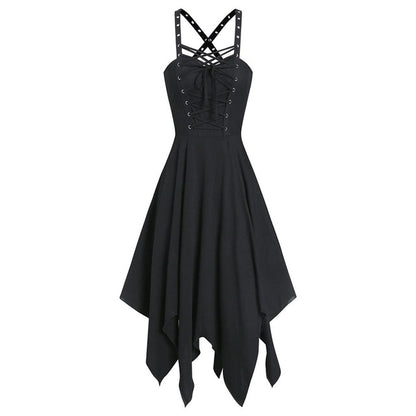 Gothic Style Vintage Black Summer Dress (Sleeveless)