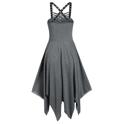 Gothic Style Vintage Black Summer Dress (Sleeveless)